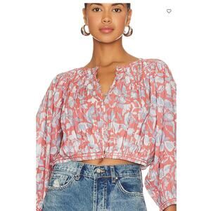JOIE Revolve May Cotton Cottagecore Celestial Blue Multi $248 Crop
